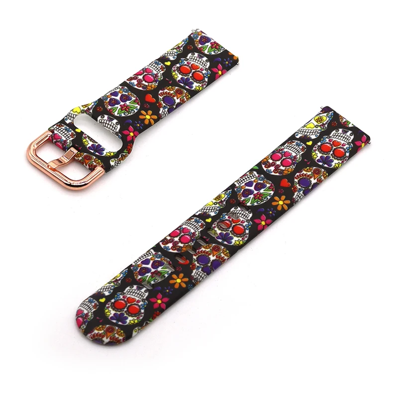 Correa de silicona para Samsung Galaxy 4/5/6/7 pulsera con patrón colorido Active 2 40mm reloj 6 clásico 43mm 47mm 5 Pro 20mm cinturón