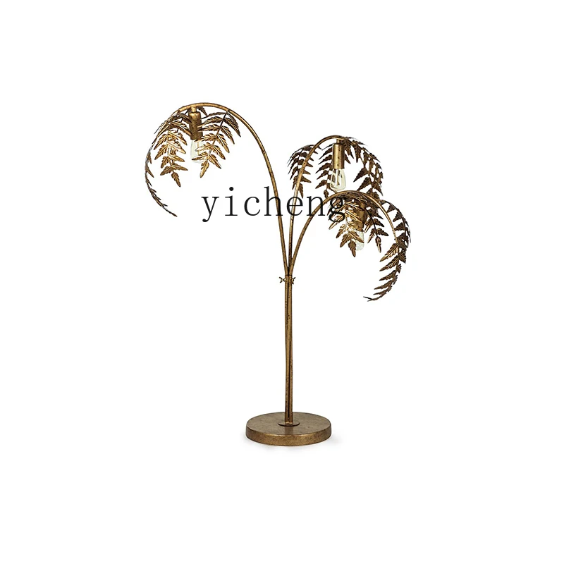 

ZF Country Villa Living Room Table Lamp Creative Palm Leaf Bedside Lamp Retro Idyllic B & B