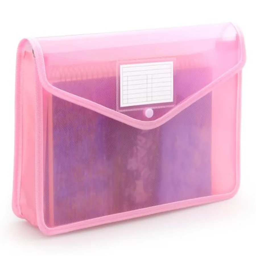 

Plastic Expanding File Folder for Office Use, Transparent PVC, Clear, Snap Closure Large Capacity for Letter/A4 Size