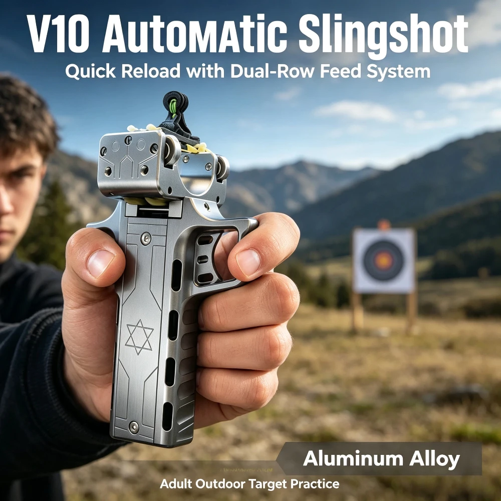 EDC 2026 NEW Auto Reload Slingshot Kit, , Portable Outdoor Hunting EDC Shooting Gear High Precision Rapid Fire Slingshot