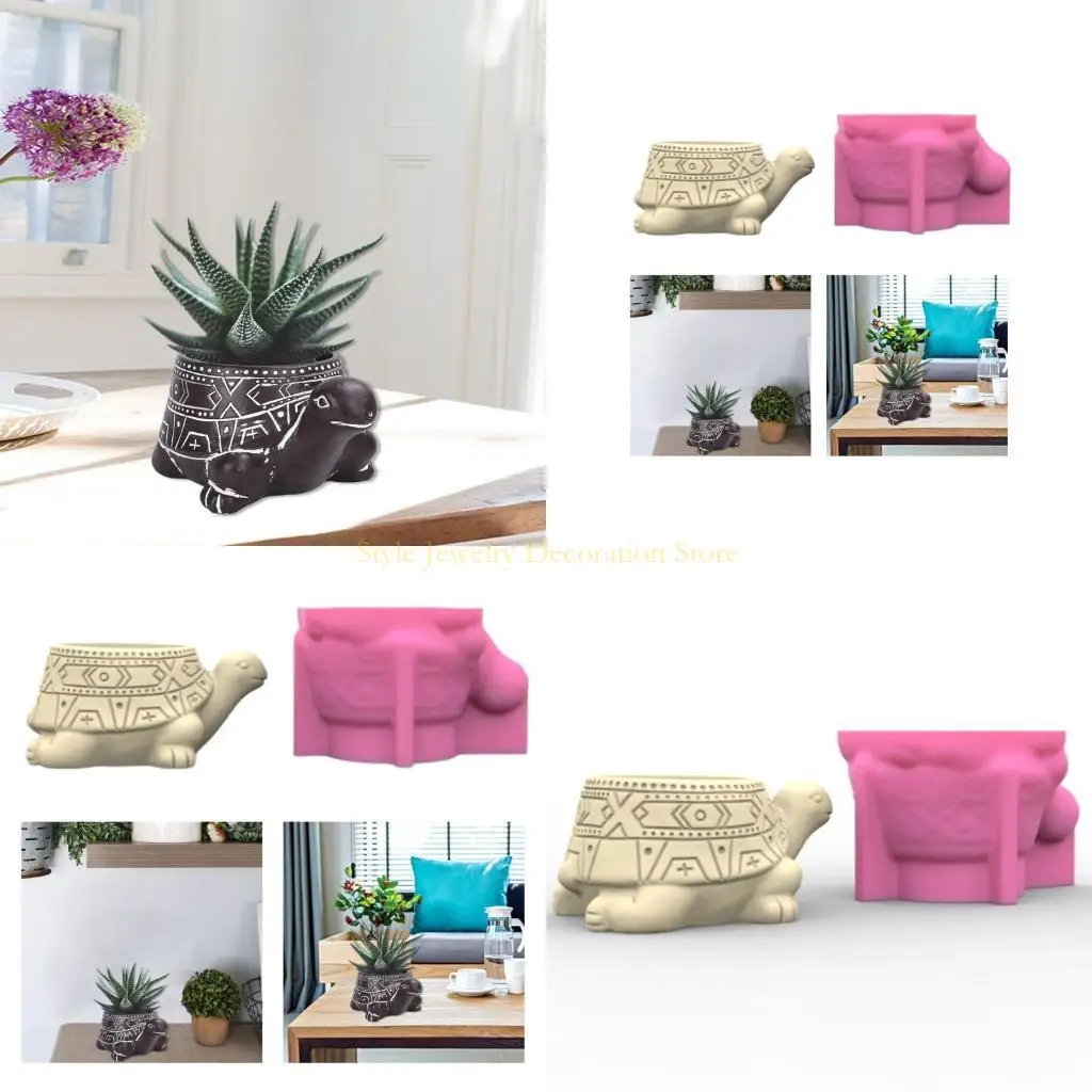

D46E Unique Resin Molds Silicone Craft Mould Flexible Vase Molds Turtles Jewelry Jars Mould Perfect for Hand-Making Vase