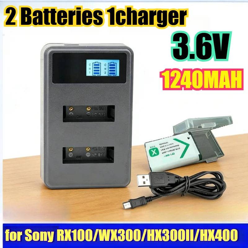 

Литий-ионный аккумулятор NP-BX1 1240 мАч с зарядным устройством для цифровых камер Sony RX100/WX300/HX300II/HX400, быстрая зарядка