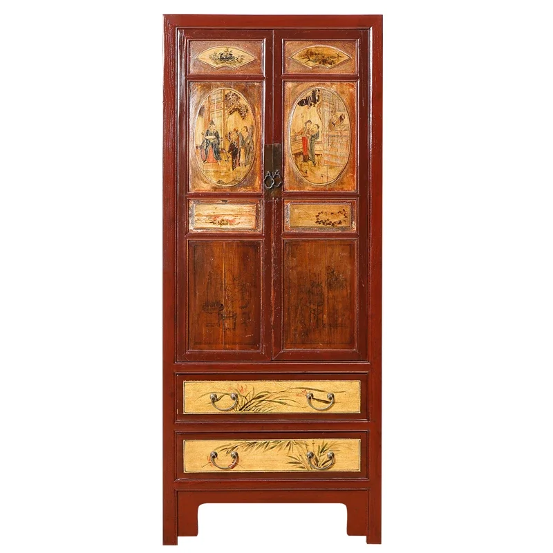 

Ming and Qing Dynasties Imitation Vintage Wardrobe Solid Wood Storage New Chinese Classical Painted Furniture Bedroom Clothes