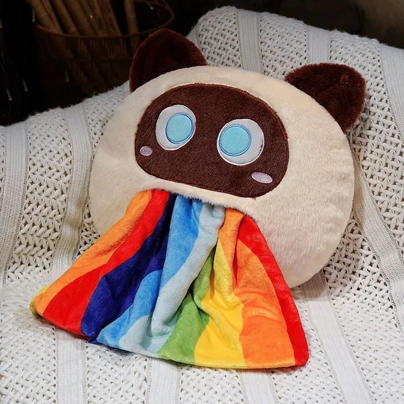 2-in-1 Pillow Sleeping Blanket Mouth Cat Rainbow Cushion Blanket Plush Home Textile Warm Air Conditioning Blanket Pillow Shome