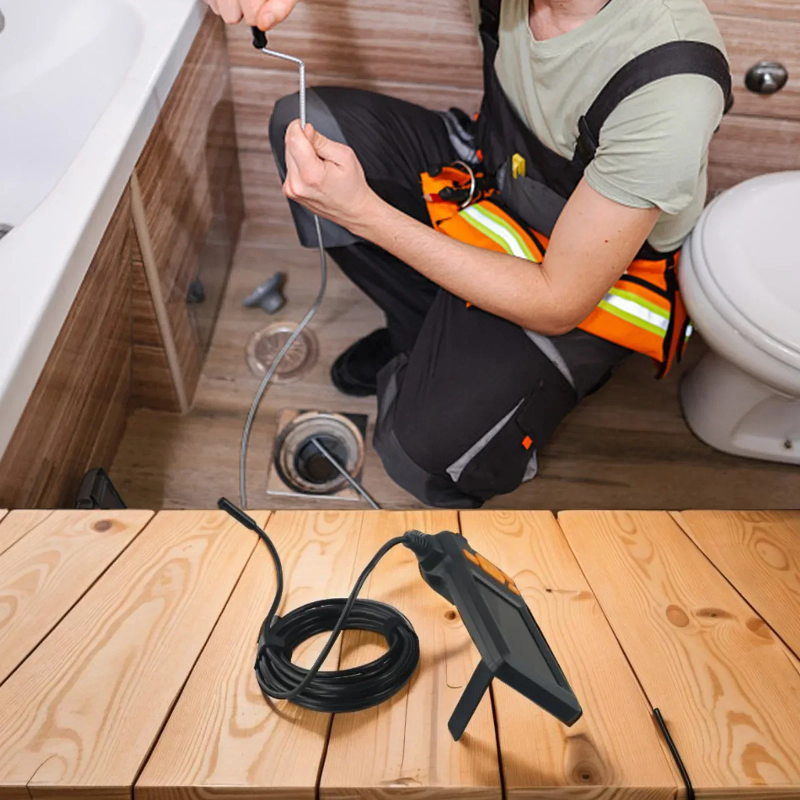 

4.3in Screen Borescope Orange 1080P Industrial Borescope 2.7CM Short Lens IP67 Waterproof Ready-to-use Underwater