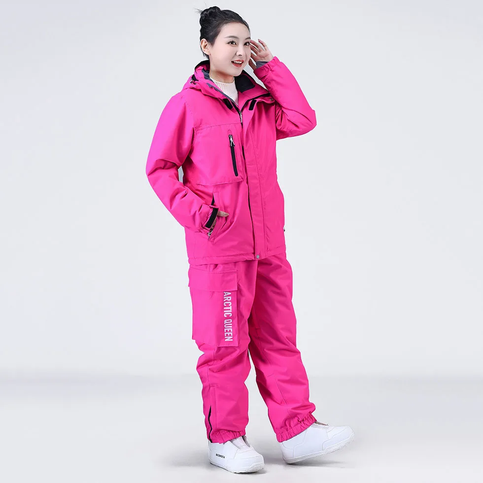 Oversize Ski Suit For Women Ski Winter Outdoor Windproof Waterproof  Skiing Snowboarding Suit Female Ski Jacket+Pants