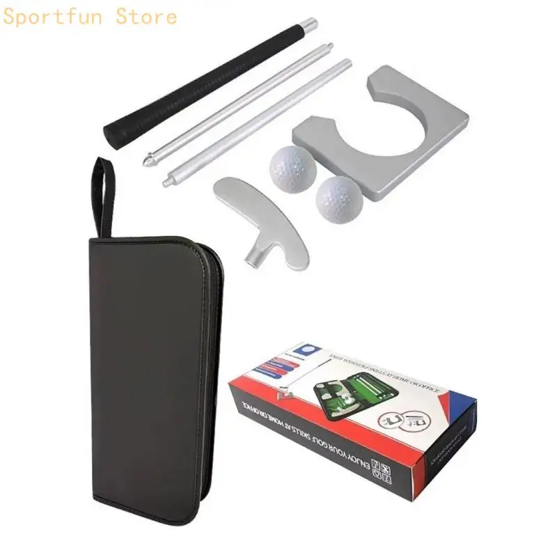 Golf Practice Set for Casual Indoor Play with Carry Case, Packable Putter Sections, 2 Balls and Guide Tools Daily X7JD