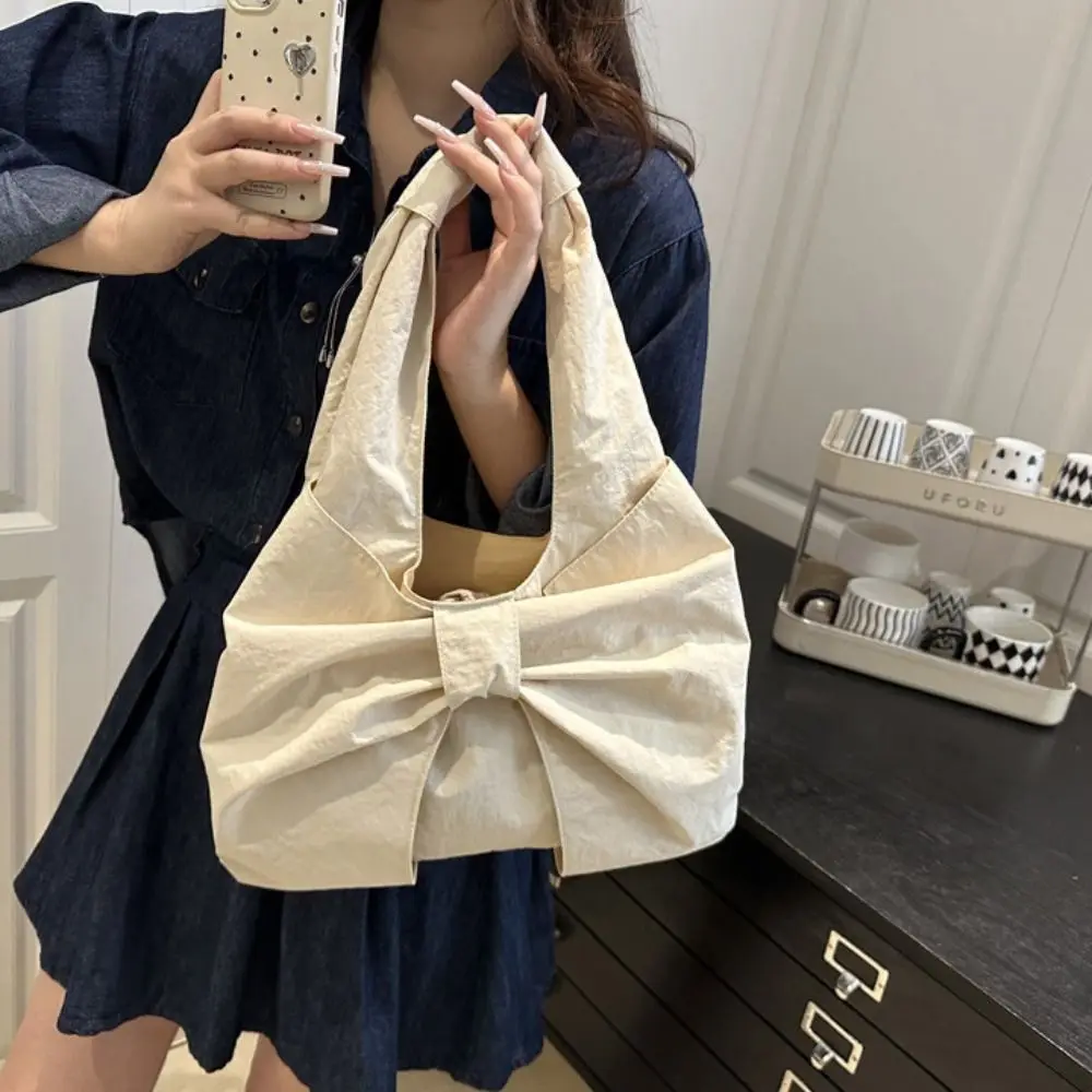 Повседневная сумка через плечо в корейском стиле с бантом, модная клетчатая сумка-тоут с бантом, тканевая сумка большой вместимости, дорожная сумка