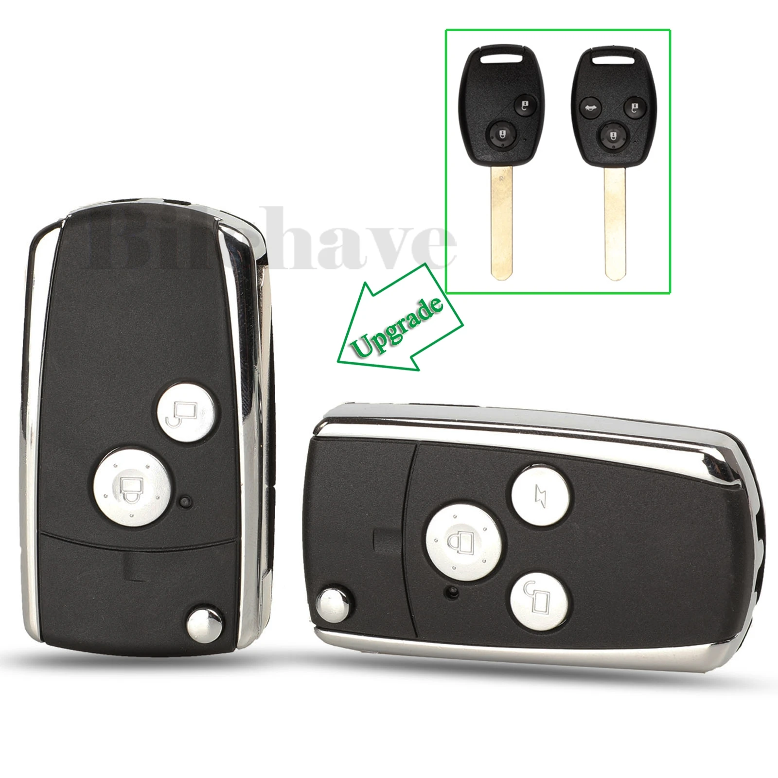 

jingyuqin Modified 2/3 Buttons For Honda Accord Civic CRV Pilot Fit Crv Odyssey FOB Flip Folding Remote Car Key Shell Case