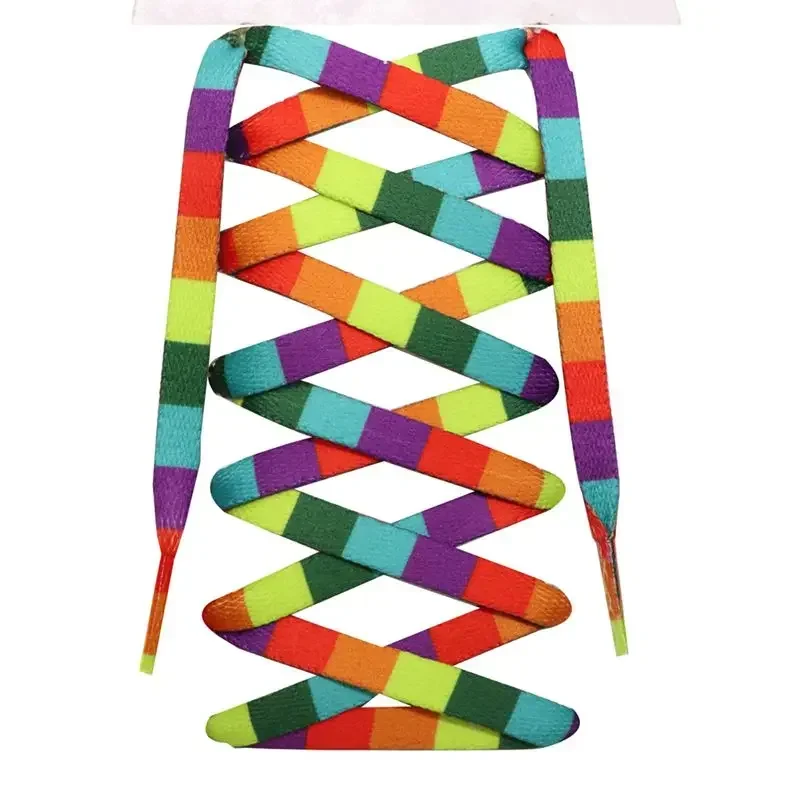 Neue flache Regenbogen-Schnürsenkel für Sneaker, bunte Schnürsenkel, farbverlaufene Schnürsenkel für Canvas-Schuhe, Schnürsenkel für Tennis, Damen und Herren – Detail 5