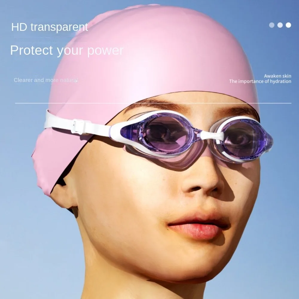 

High Definition Adult Swimming Goggles Cap Waterproof Electroplating Race Swimming Goggles Hat Anti Fog Small Box