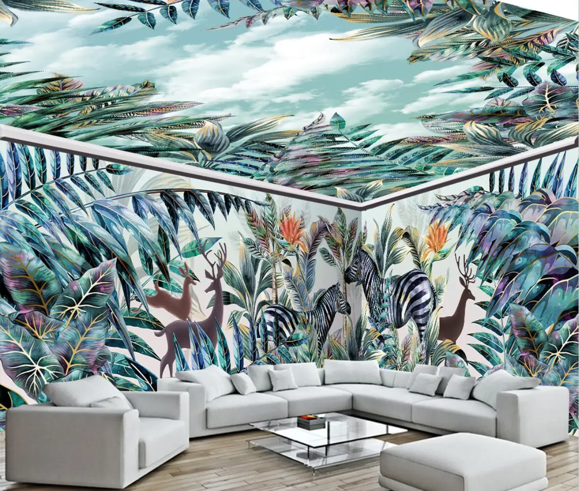 

Custom nordic tropical plants forest animals whole house background wallpapers home decor wall wallpaper rolls for wallsd