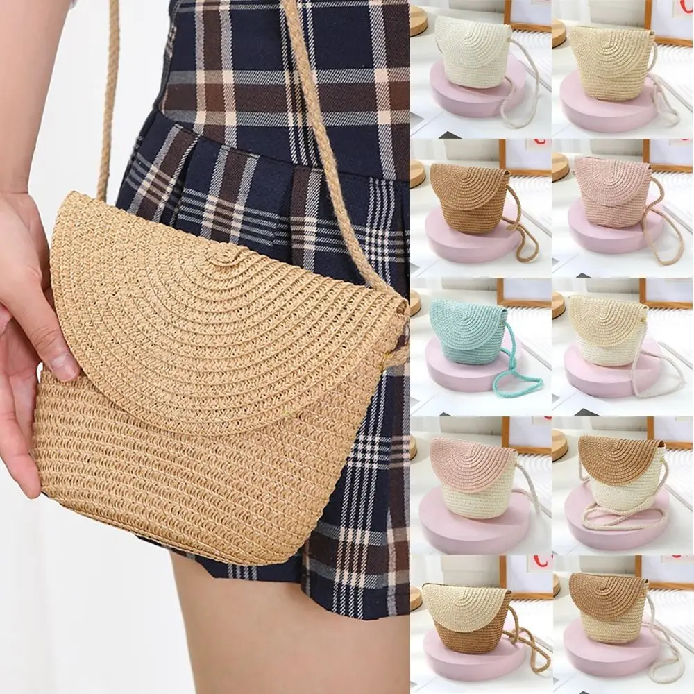 Coin Purse Straw Straw Bag Shell Shape Handmade Summer Beach Bag Straw Handbag Kid Children