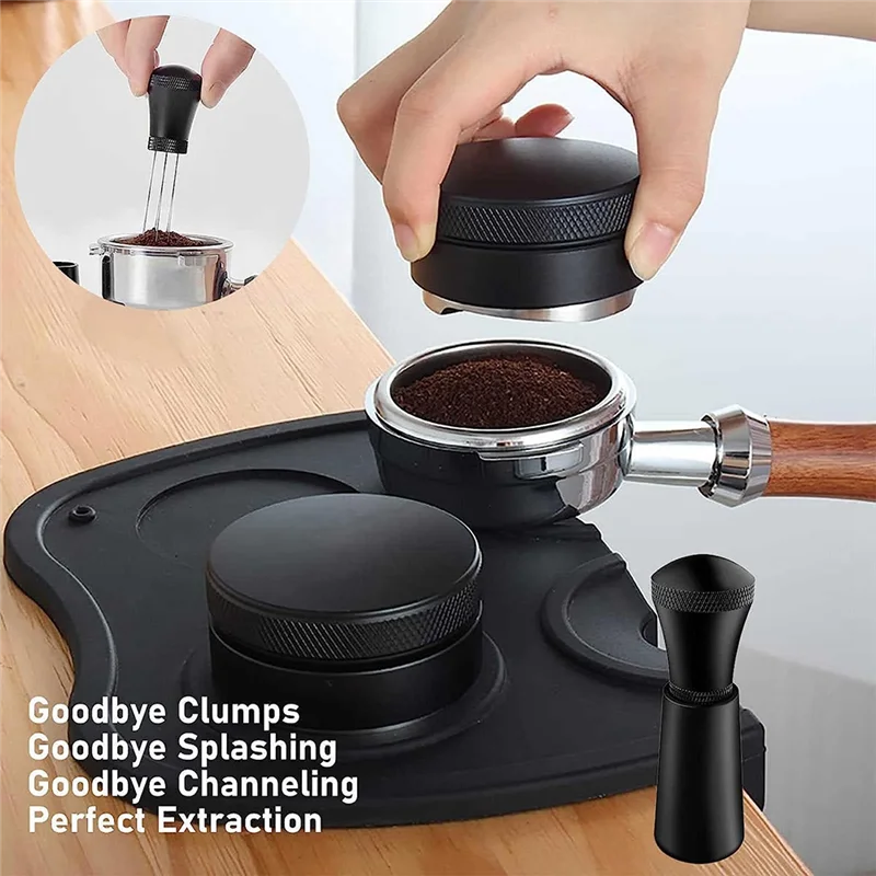 

AT54 53mm 304 Stainless Steel 3 Angled Slopes and Flat Base Double Head Coffee Powder Tamper Espresso Porfilter Filter