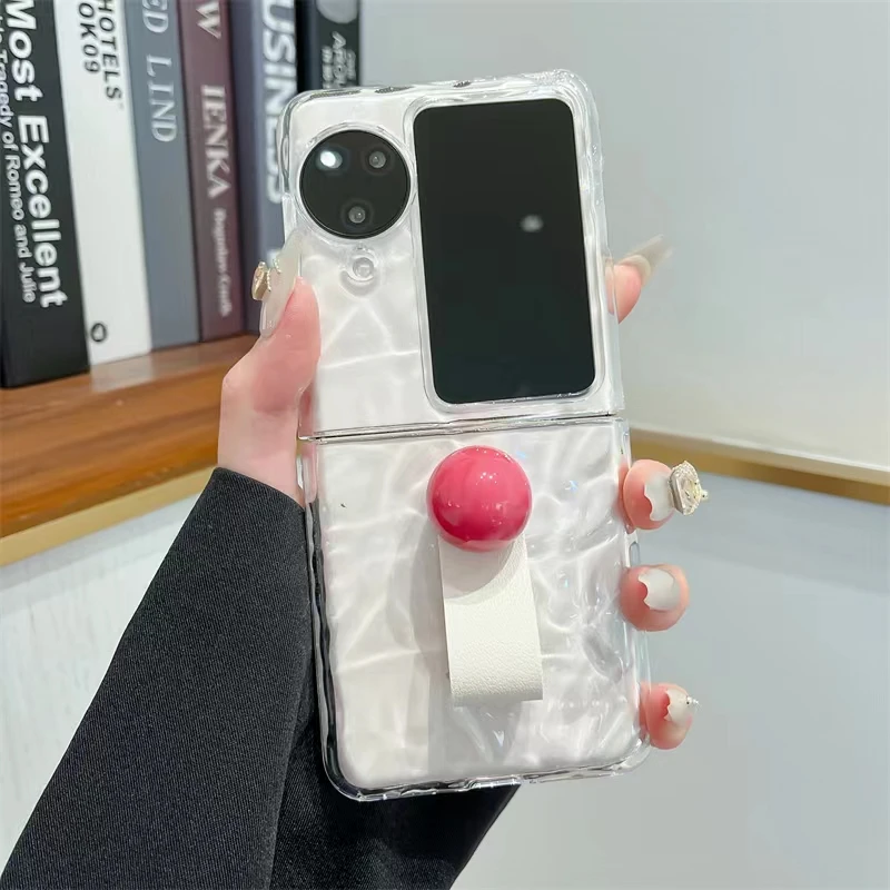 For OPPO Find N3 Flip Wrinkle pattern Transparent Ball Ring Case  For OPPO Find N2 Flip