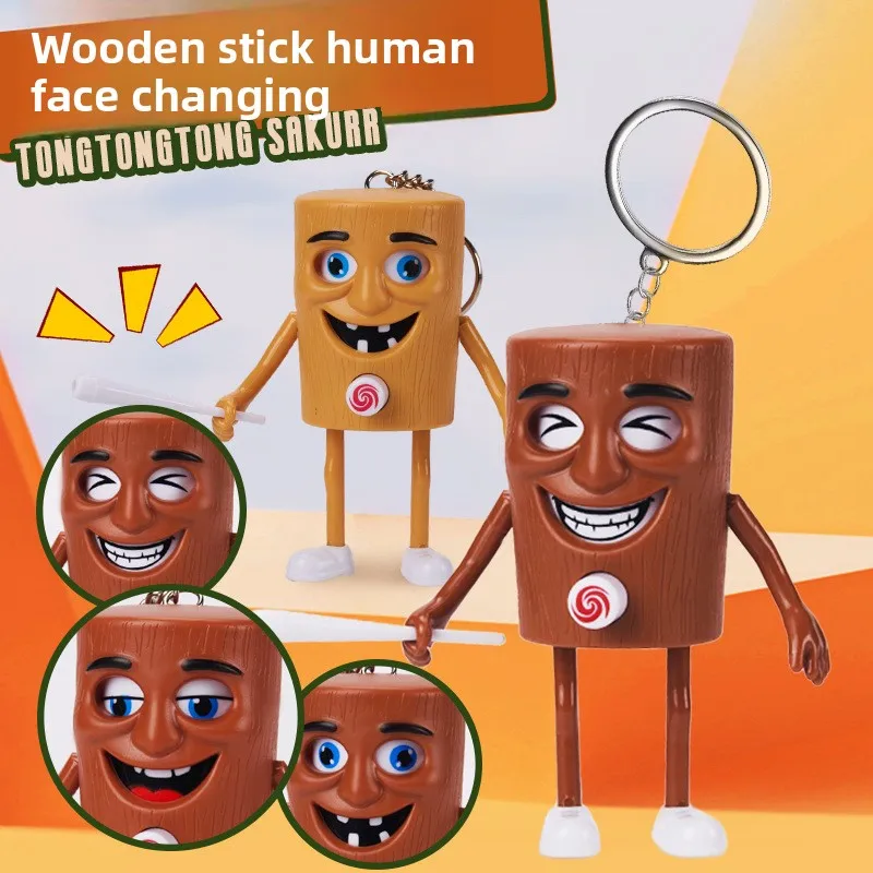 Neue Shanhaijing drücken gesicht-ändern holzstab dekompression spielzeug schlüsselanhänger anhänger geschenke kinder spielzeug geburtstag geschenke.