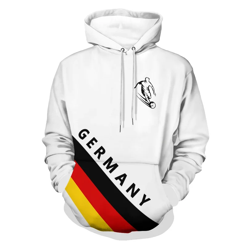 

Germany Flag Pattern Football Hoodies Fashion Simple Long Sleeve National Emblem 3D Printed Sweatshirt Casual Oversize Pullovers