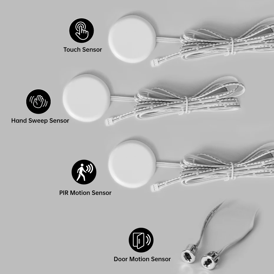 LED Strip Sensor Switch DC12 24V Touch/PIR Motion/Dual Door Sensor for Cabinet Closet & Drawer DIY Shelf Showcase Lighting