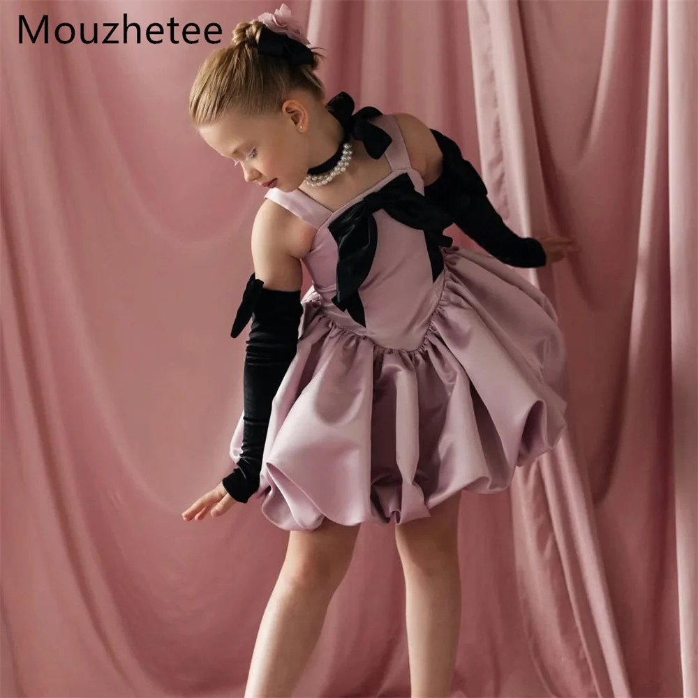 Sukienki dla dziewczynek Mouzhetee, fason A, proste, z kwiatami, na wesele, sukienki na przyjęcie dla dzieci, sukienki dla druhenek, na ramiączkach spaghetti, sukienki na bal, szyte na miarę.