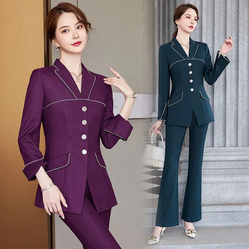 

Long Sleeve Texture Female Boutique Work Uniforms Black Formal Wear Office Lady Suit plus Size Fashion School Uniform