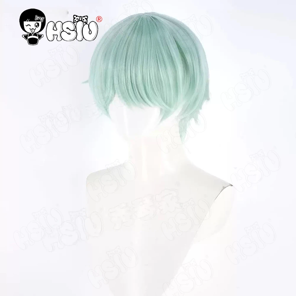 วิกคอสเพลย์ Saja Boys HSIU 30 ซม. สีเขียวมิ้นต์ ผมสั้น วิกผมสังเคราะห์+หมวกวิก อนิเมะ K-Pop Demon Hunters Saja Boys Cosplay