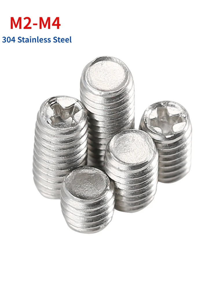 30/50/100 piezas M2 M2.5 M3 M4 Tornillos de Fijación de Cabeza Cruzada de Acero Inoxidable 304, Tornillos de Fijación de Punta Plana, Tornillos de Fijación Sin Cabeza