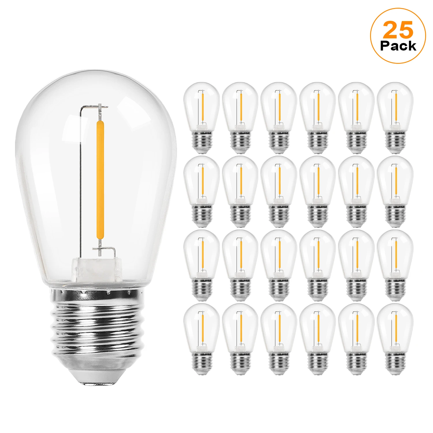 S14 1W LED-snaarlampen gelijk aan 11W E27-basis Vintage Edison Plastic Waterdicht Buiten Vervang lamp Feest Bruiloft Decor
