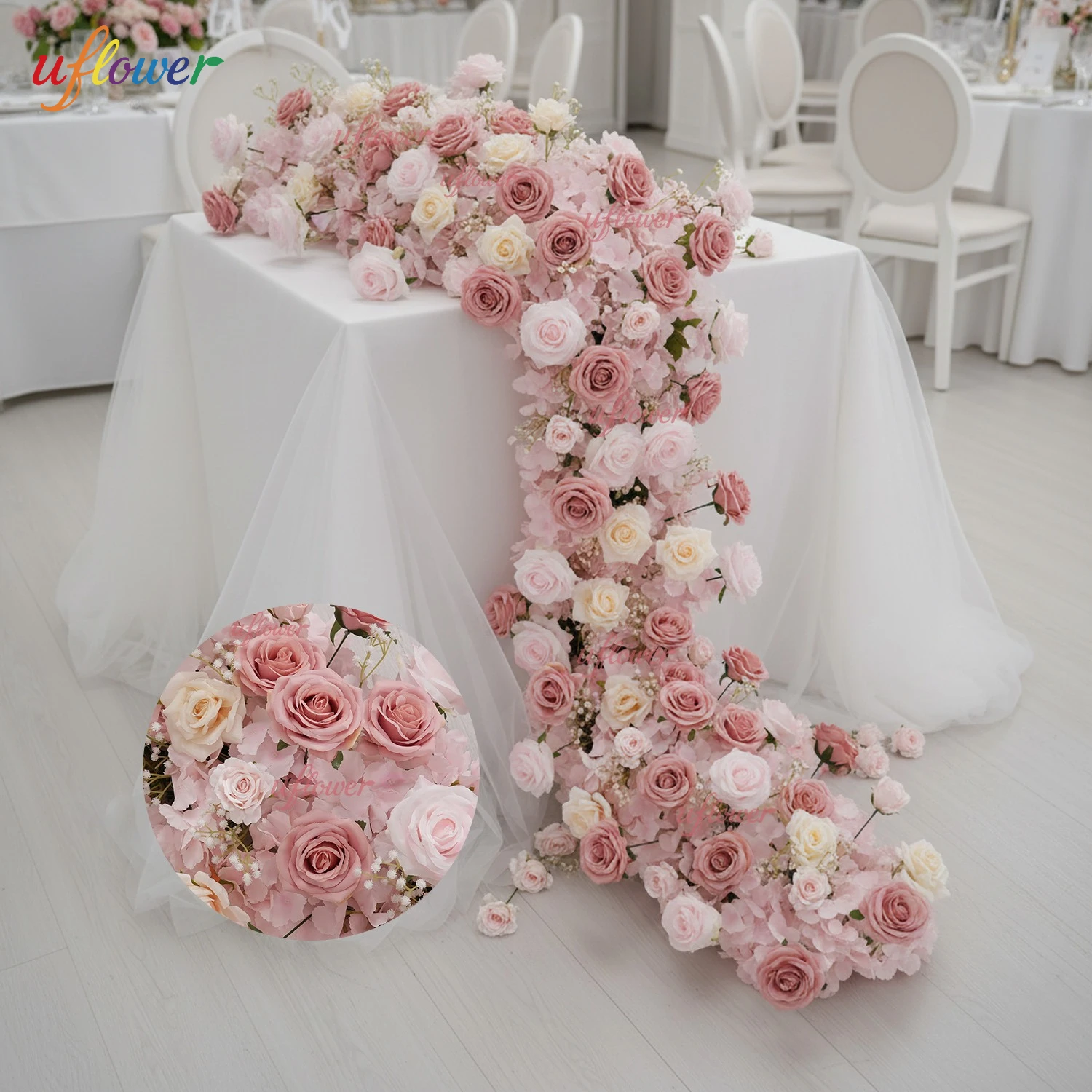 

Розовая Роза Искусственный Цветок Ряд Стола Центральная Цветы Свадебный Фон Украшения Стен Вечеринка Сцена Цветочные Арки Декор 1/2 м