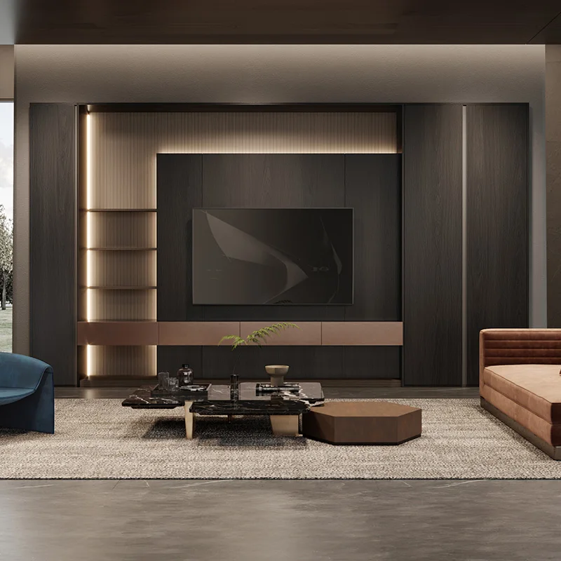 gh-Vintage Style TV Cabinet Integrated Wall Furniture with Protective Panel for Living Room Wall-Mounted TV Stands#