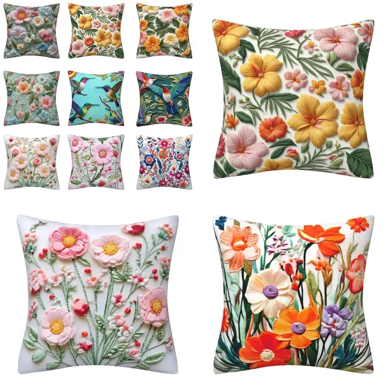 Cross-border imitation 3D three-dimensional printing flower effect by pillowcase flower pillow cover sofa cushion cover