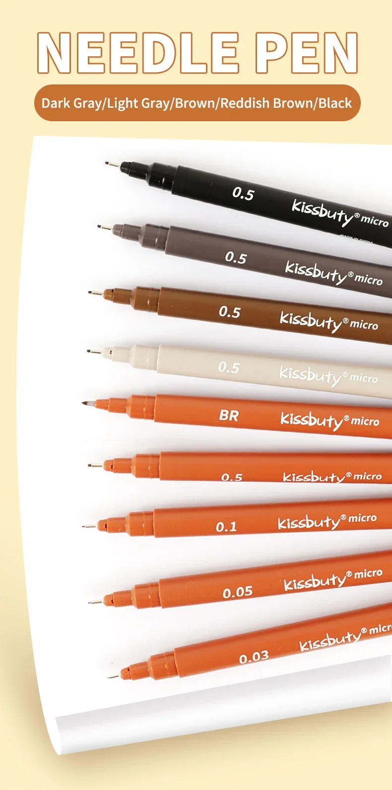 5 Stück farbige Mikrostift-Fineliner-Stifte, hochwertige Pigment-Liner-Multiliner-Augival-Tinte, mikrofeiner Stift, zum Skizzieren, Zeichnen – Detail 1