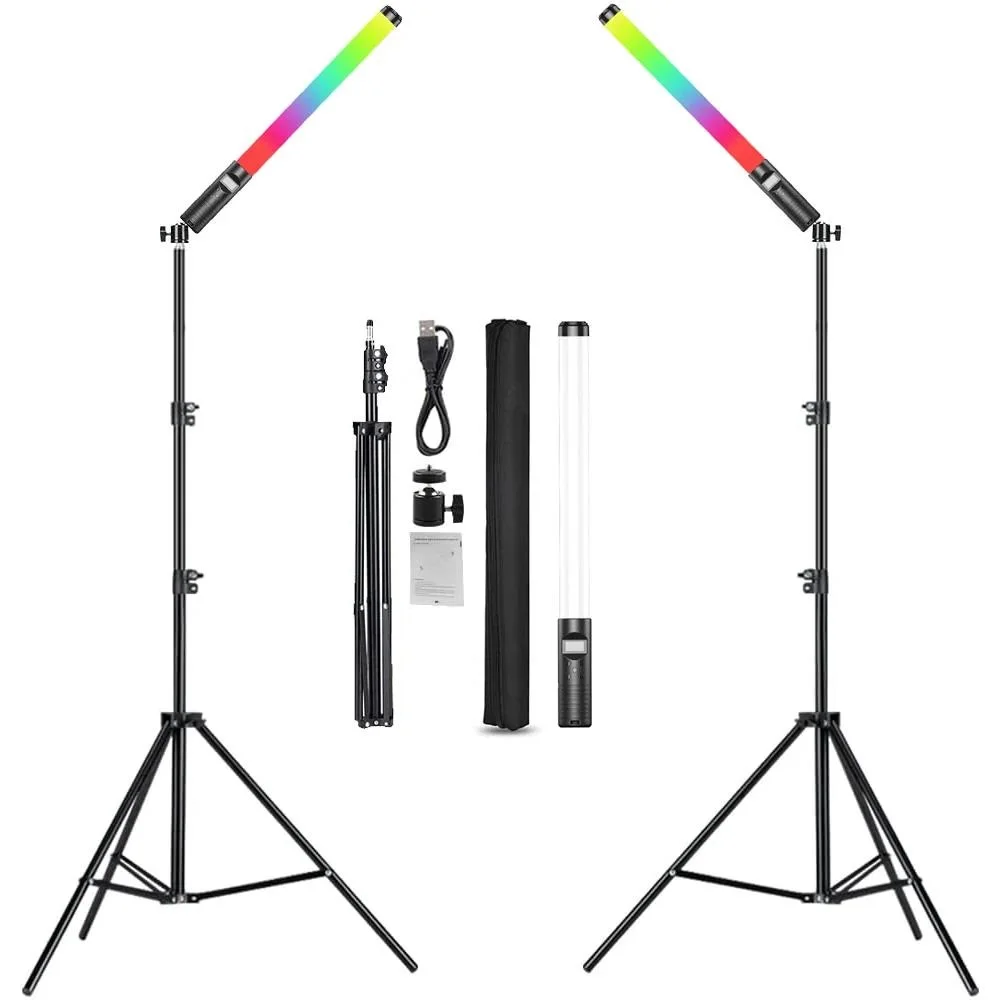 RGB Led Video Light Stick Wand With Tripod Stand Party Colorful Lamp Fill Light Handheld Flash Speedlight Photography Lighting