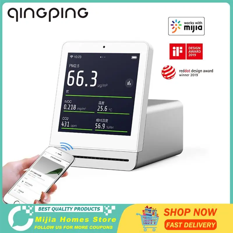 Top ClearGrass Qingping Air Detector Retina Touch IPS Screen Mobile Touch Operation Indoor Outdoor Air Monitor For Mihome APP