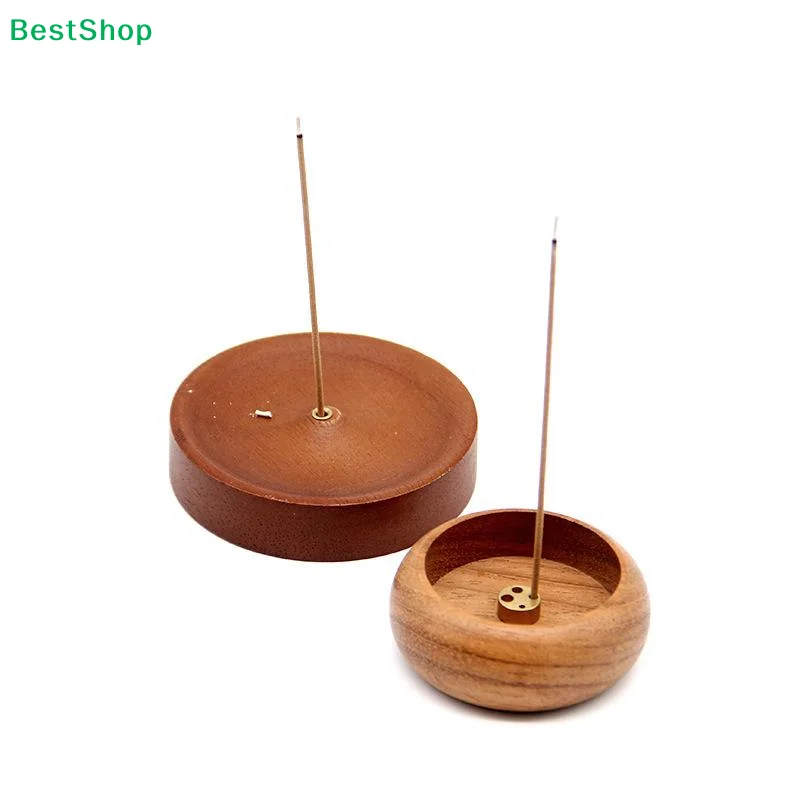 ♥ ❀ Natürlicher Holz-Räucherstäbchenhalter mit Messingeinsatz, Handgefertigter Räucherstäbchenständer für Stäbchen & Aschefänger