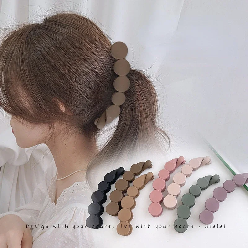 Solid Color Frosted Banana Clip Korean Fashion Ponytail Holder Hair Clip Simple Hairpin Barrettes Women Girls Hair Accessories