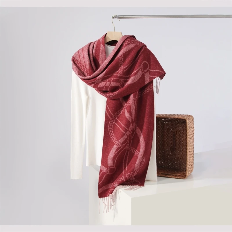 Wool Shawl Jacquard Pattern Neck Scarf for Various Outfit Winter Wear Neck Wear