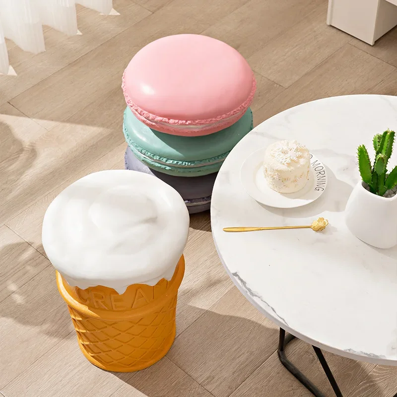 Creative Cute Food Small Stool Restaurant Ice Cream Donut Dessert Chair Side Table Storage Living Room Decor Footrest Ottoman