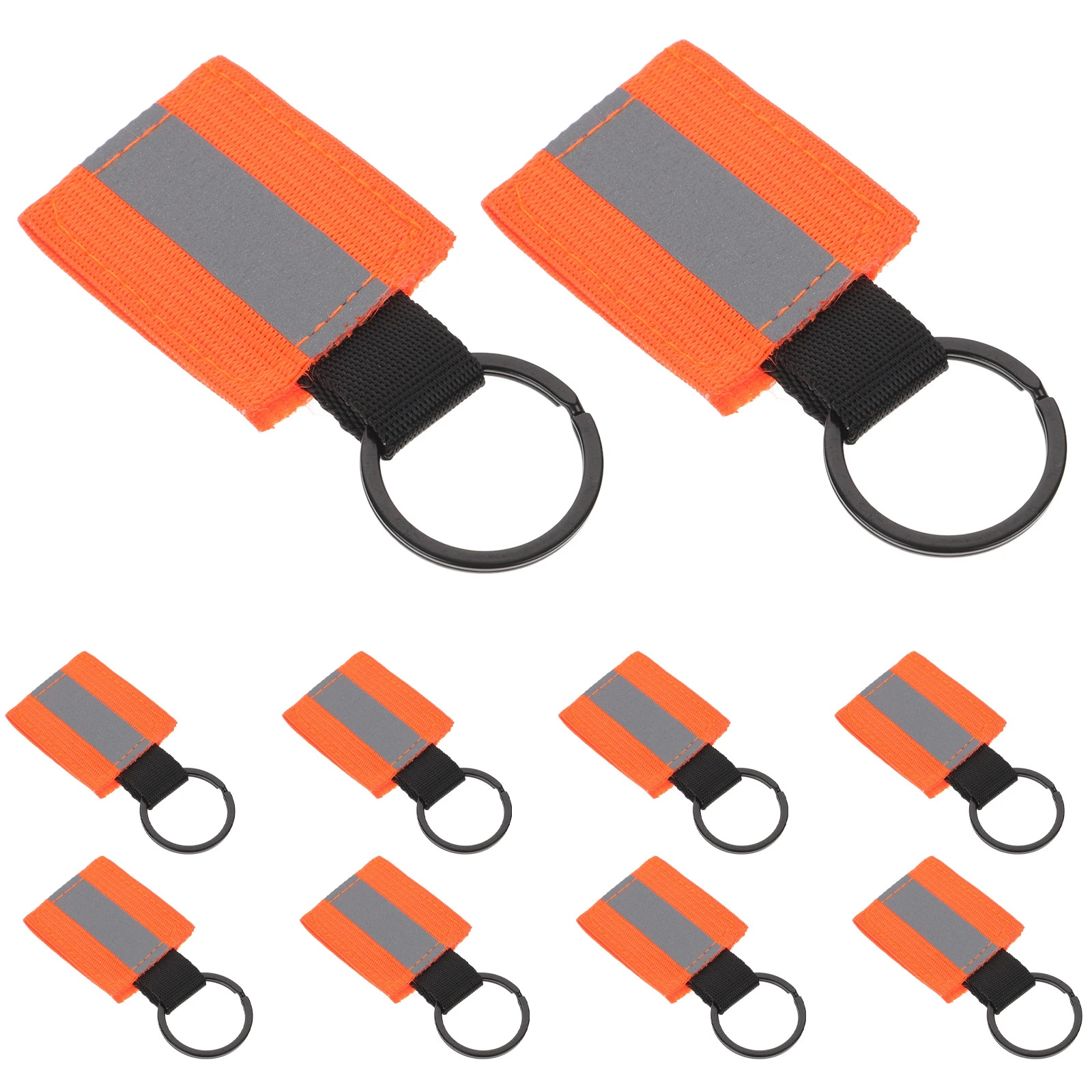 

10pcs Reflective Keychain Tags High Visibility Orange Double Sided Pendants Backpack Accessories Camping Hiking