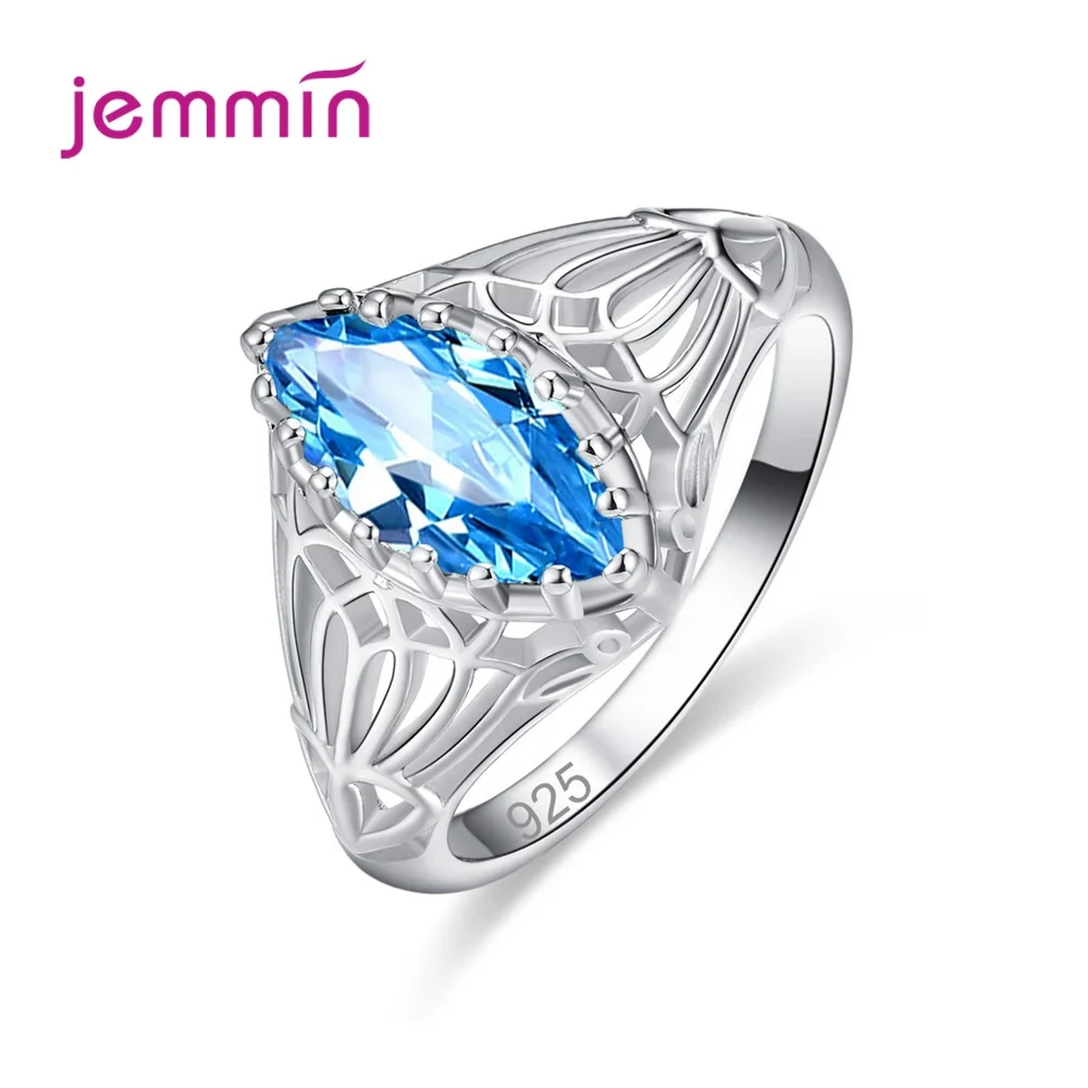 New Arrival Creative Blue Green AAAAA Cubic Zirconia Rings For Women Jewelry Olive Green Stone 925 Sterling Silver Rings
