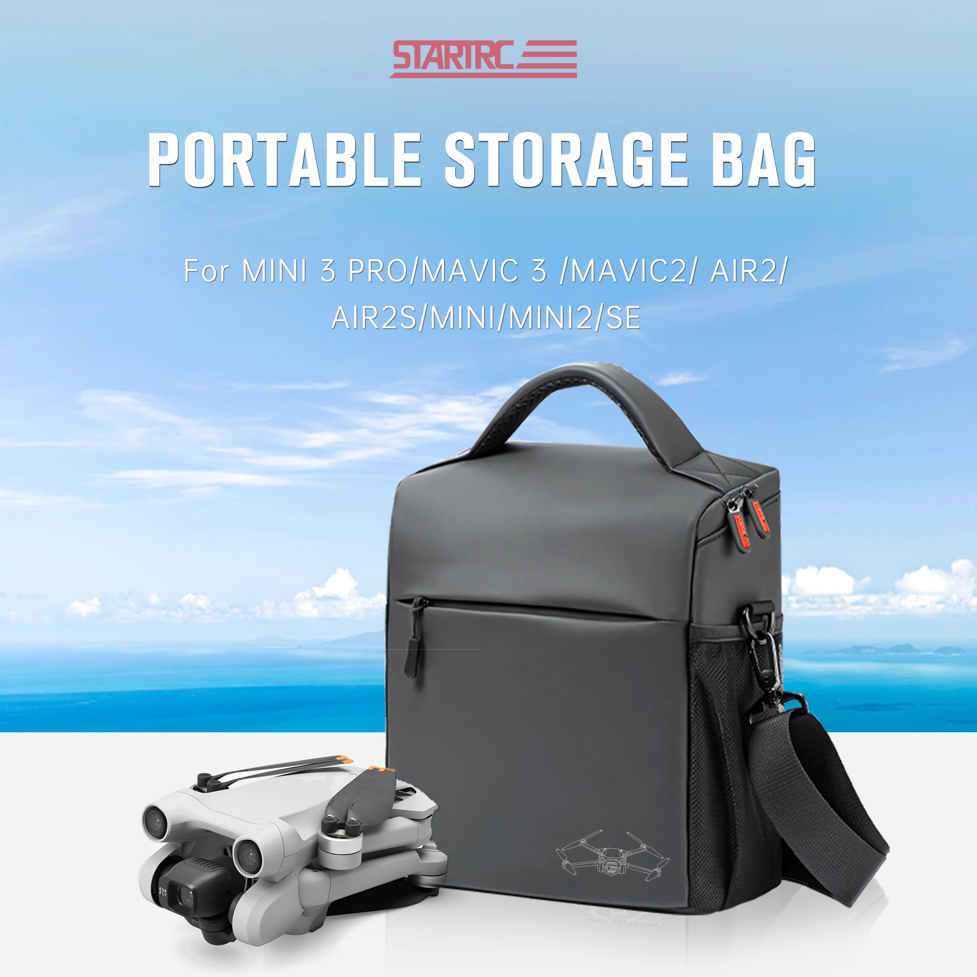 STARTRC For DJI Mini 4/3 Pro/Air 3/2S/Mavic 3 Pro Drone Storage Bag Portable Shoulder Bag Mini 4K Messenger Bag Accessories