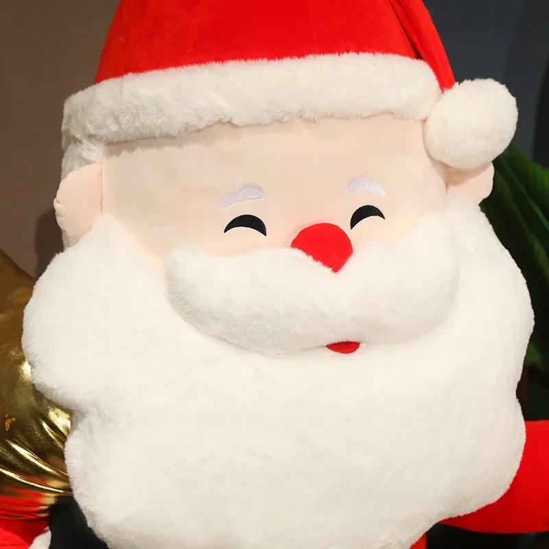 Caliente 80 cm lindo Papá Noel de peluche grande con mochila dorada Animal relleno juguete de Navidad para niños cumpleaños regalo de Navidad decoración interior