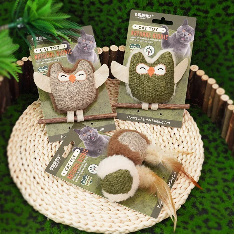 C011 Fashion Owl catnip toys Self-amusement catnip feather teeth grinding stick teeth cleaning and bite resistant pet supplies