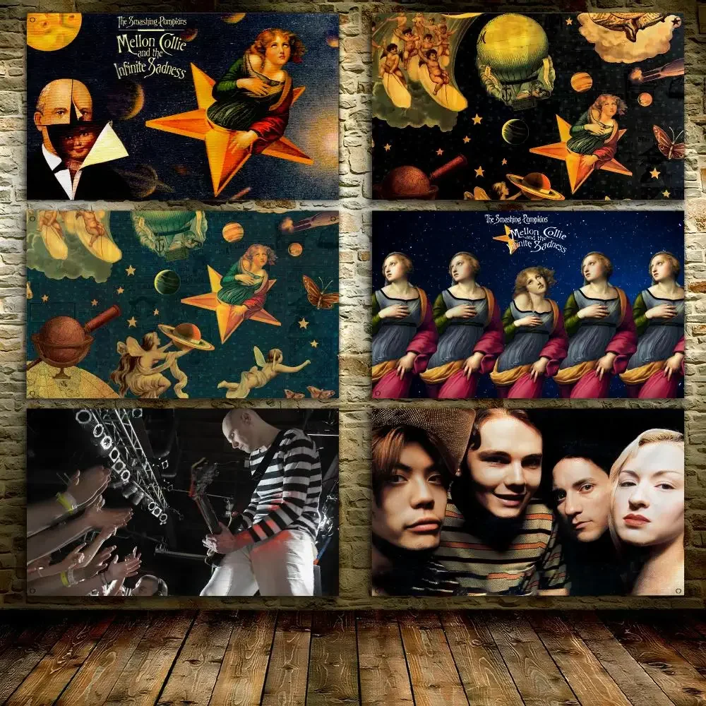 Band The S-Smashing P-Pumpkins Flags Custom Decorative Wall Hanging Banner Art for Bedroom Living Room Home Office Outdoor Decor