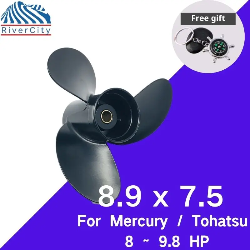 

For Tohatsu Nissan 8hp 9.8hp 8.9x7.5 Outboard Propeller Boat Aluminum Alloy Screw 3 Blade 12 Spline Marine Engine