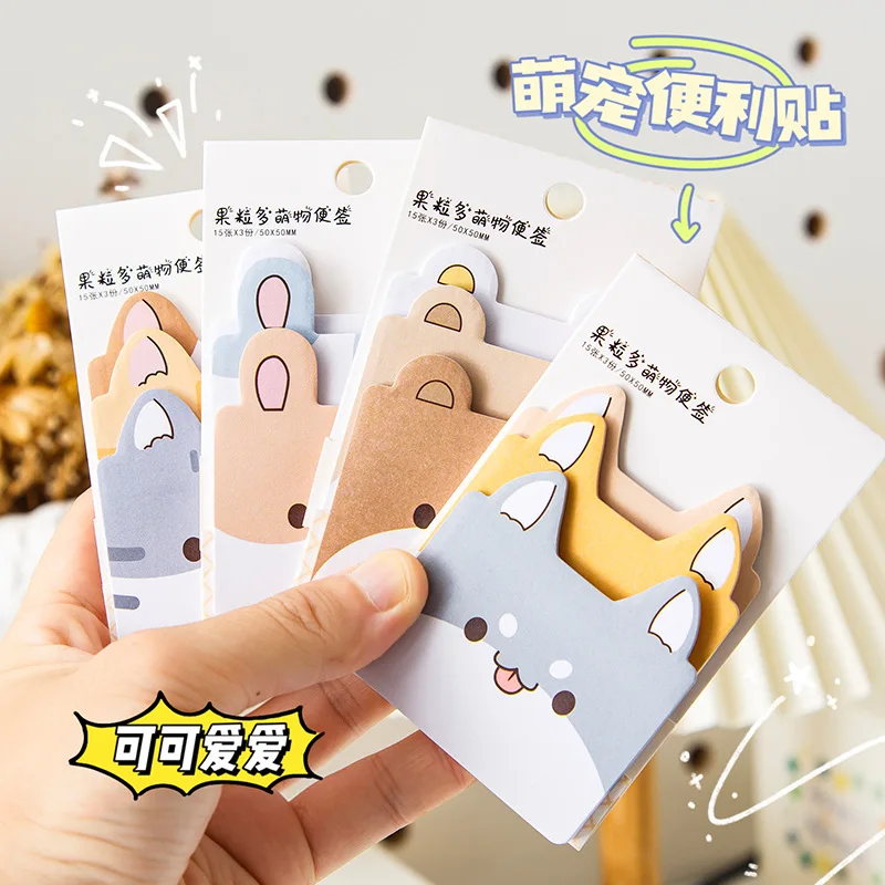 45Sheets/Pack Cartoon Sticky Notes Kawaii Penguin Pig Bear Cat Memo Pads Sticker Student Gifts Stationery School Office Supplies