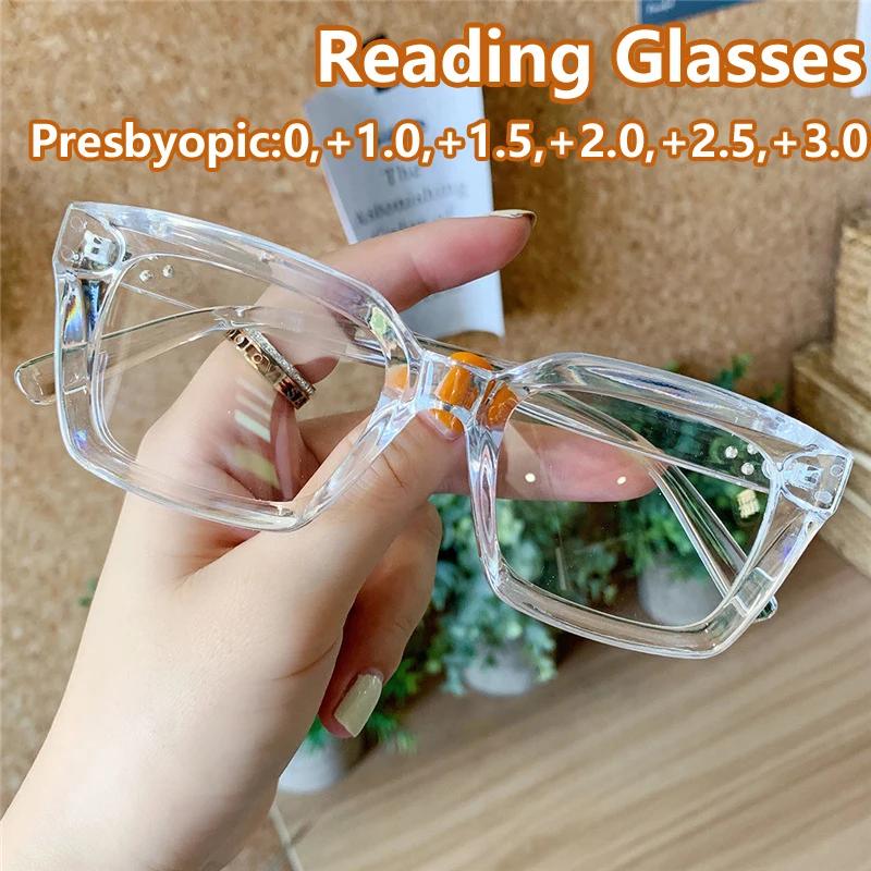 

Women Reading Glasses Vintage Portable Oversized Frame Presbyopia Eyeglasses Unisex Men Farsighted Eyewear Diopter 0 To +3.0