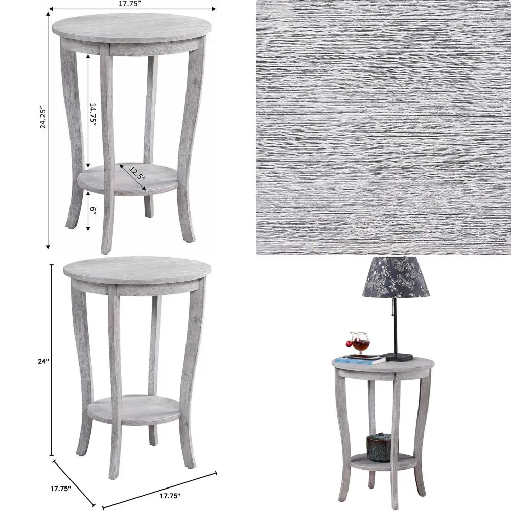 

Heritage-Style Round Table in Light Gray Wirebrush Finish