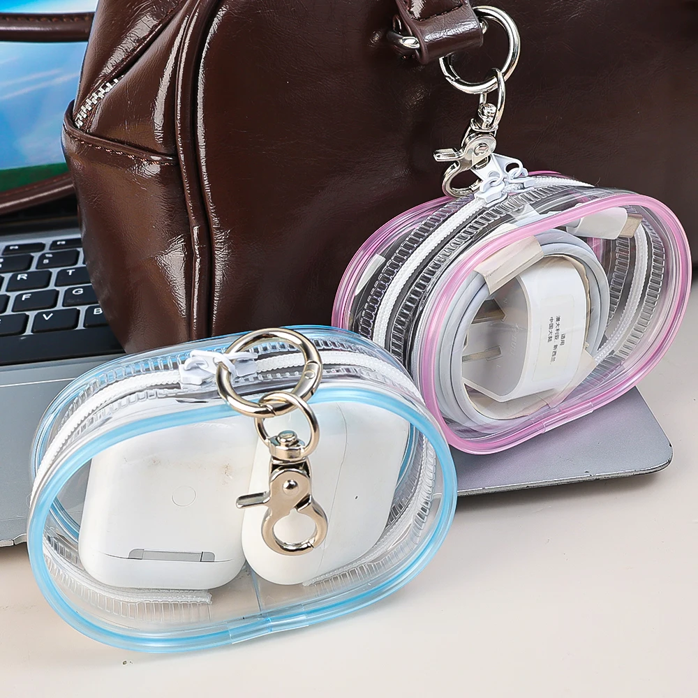 Transparent USB Charger Data Cord Storage Bag Portable Dustproof Clear Cable Organizers For Headphone Charging Line Lipstick