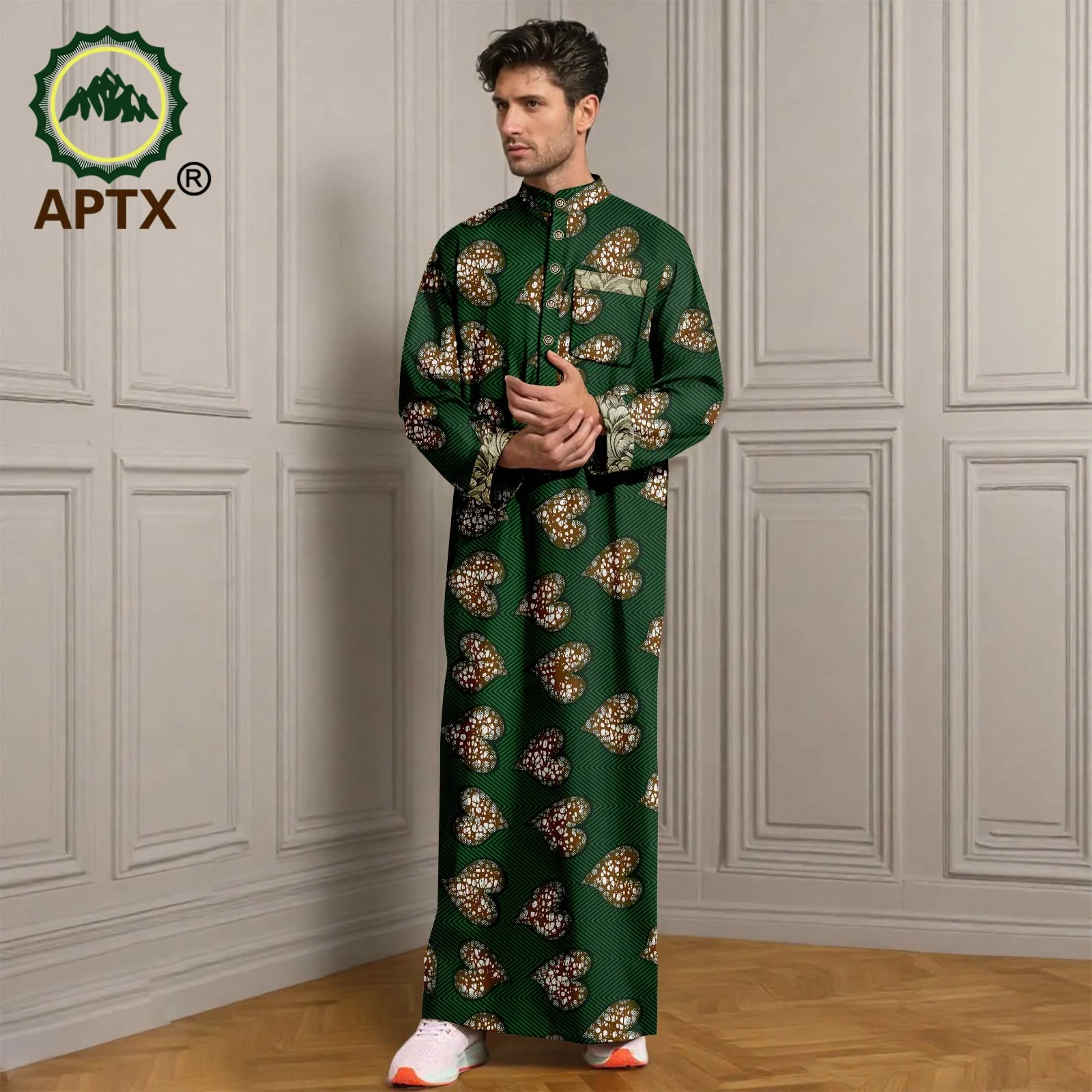 APTX 3-Pcs Muslim Men Robe Abaya Set Long Sleeve Embroidery Casual Festival Middle East Arab Clothes 2514014