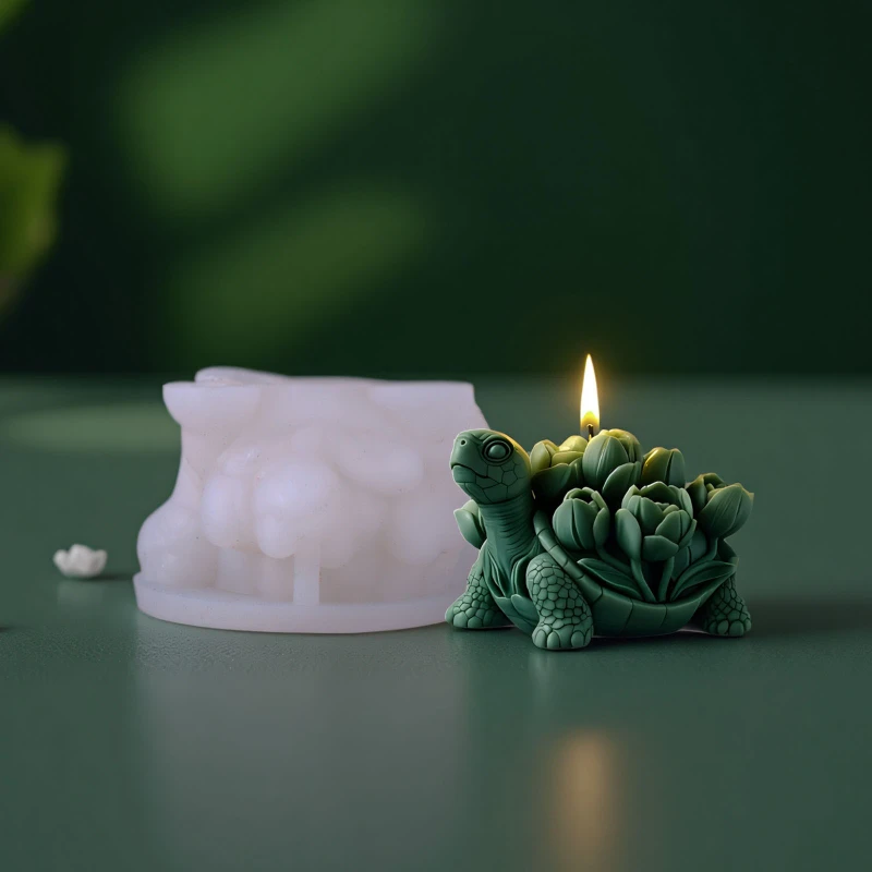 Turtle Tulip Aromatherapy Candle Silicone Mold DIY Hive Tulip Turtle Plaster Resin Mould Home Desktop Decor Craft